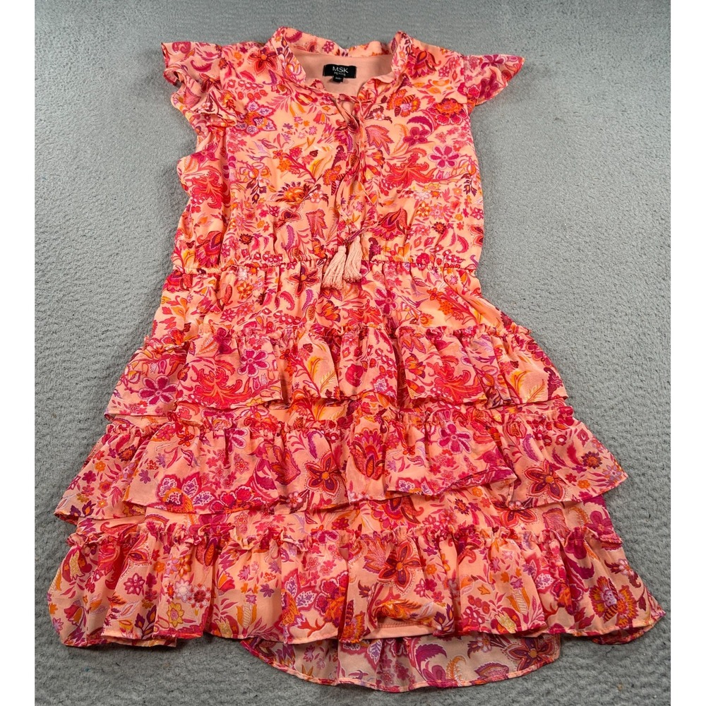 MSK Dress Women's PXL Red Polyester Fit And Flare Ruffle Tiered Party Cocktail